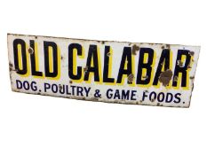 Original 'Old Calabar Dog, Poultry & Game Foods' enamel sign, 91.5cm x 30cm