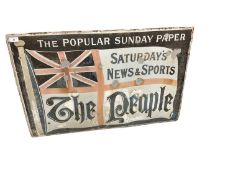 Original 'The Popular Sunday Paper, Saturday's News & Sport The People' enamel advertising sign, 92