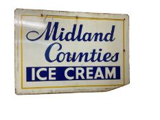 Original 'Midland Counties Ice Cream' enamel advertising sign, 60.5 x 43cm