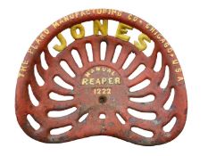 'Jones Manual Reaper 1222', Chicago, U.S.A., painted implement seat, 43cm wide