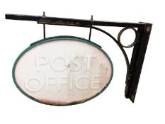 Original Post Office sign on cast iron bracket, the sign 57cm wide
