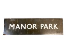 Original enamel Manor Park, London transport sign, 74 x 21cm