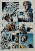 Original comic strip art for Doctor Who, 16.5cm x 17cm, mounted in glazed frame