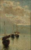 Francesco Gnecchi (1847-1919) oil on board - Harbour scene, signed, 68cm x 43cm, framed