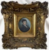 Early 19th century portrait miniature of a Gentleman, on ivory, in deep gilt frame
