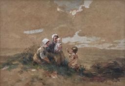 James G Faulds (act. 1896-1938) watercolour - Children, signed, 25cm x 36cm, in glazed frame