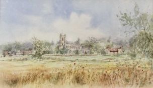 Terry Jeffrey two watercolours - Stratford St Mary and Mistley, both signed, 24cm x 41cm and 26cm x