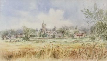 Terry Jeffrey two watercolours - Stratford St Mary and Mistley, both signed, 24cm x 41cm and 26cm x