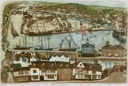 Glynn Thomas (b.1946) limited edition etching - Ipswich Docks, signed titled and numbered 106 / 150,