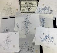 Warner Brothers pencil portfolio - 6 drawings and roughs of Looney Tunes and Tiny Toons characters