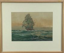 Wilfred Knox (1884-1966) watercolour - Galleon at sea, signed and dated 1920, 25cm x 36cm, in glazed
