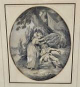 Edward Francis Burney (1769-1848) monochrome wash, two figures