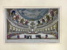 Vue Perspective, four 18th Century hand coloured prints