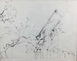 Benjamin Williams Leader (1831-1923) pencil drawings - Berry Church Amberly, 1893, a pencil tree stu