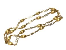 1970s 18ct gold fancy link necklace interspaced with oval gold beads