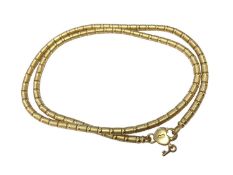 Zancan 18ct gold chain with tubular links and a key and padlock clasp