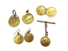 Group of gold coin mounted jewellery