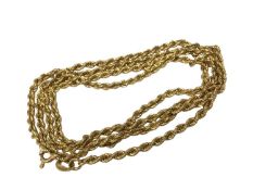 18ct gold rope twist chain, 65cm long