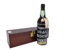One bottle, D'Oliveiras Reserve Boal Madeira 1968, 75cl. in wooden box