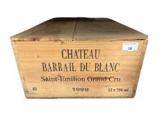 Twelve bottles, Chateau Barrail Du Blanc Saint-Emilion Grand Cru 1998, OWC