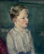 Amy Millar Watt (1900-1956) oil on canvas, study of a young child, 17cm x 14cm, framed