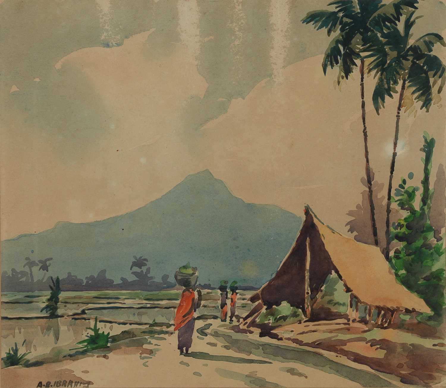 Abu Bakar Ibrahim (Malaysian, 1925-1977) - watercolour, set of seven Malaysian village scenes, five - Image 6 of 7