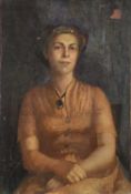 Mary Millar Watt (1924-2023) oil on canvas laid onto board - Monica, signed, titled to label verso,