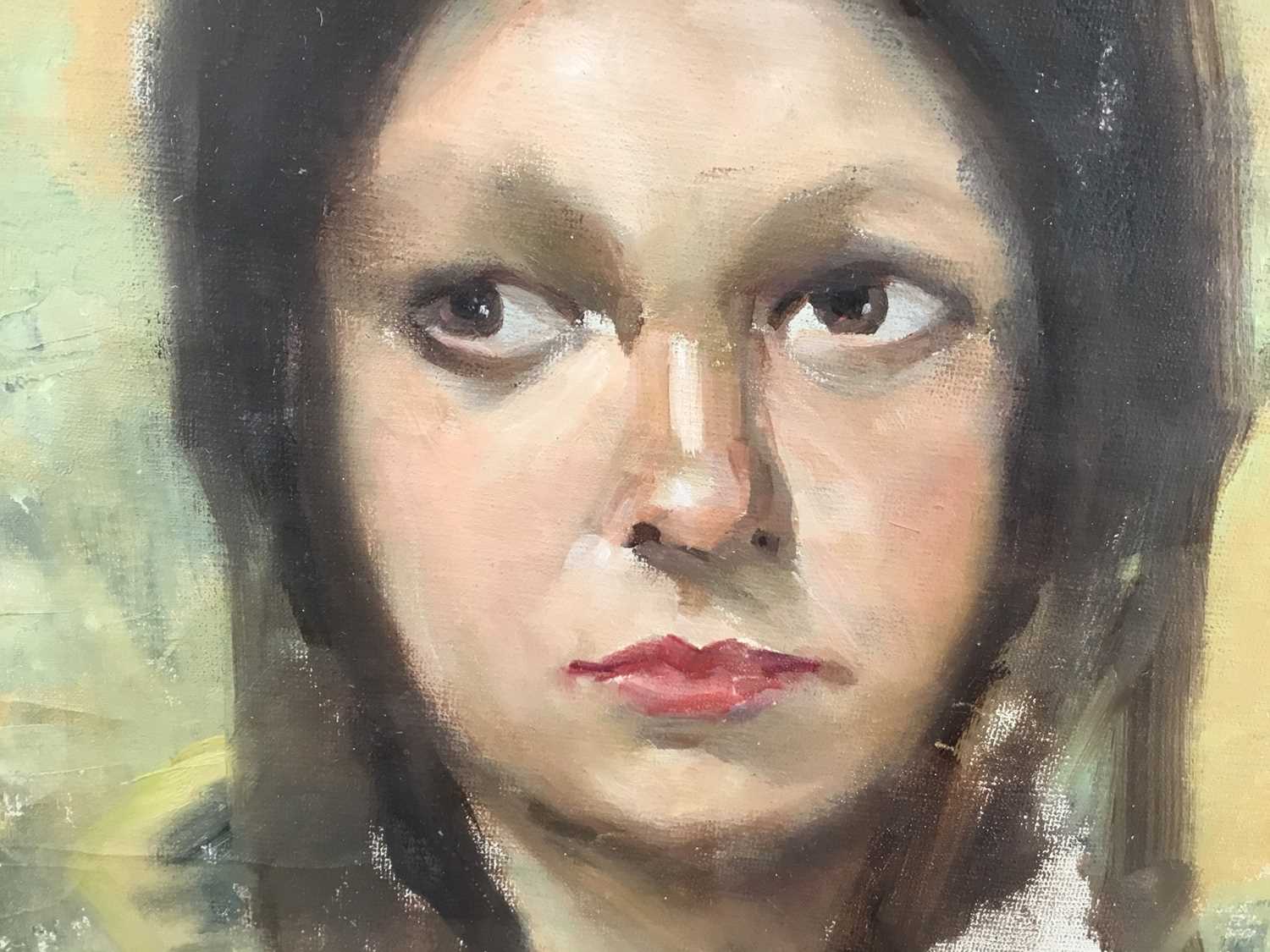 Manner of Seago, oil on canvas portrait of a young woman - Image 3 of 4