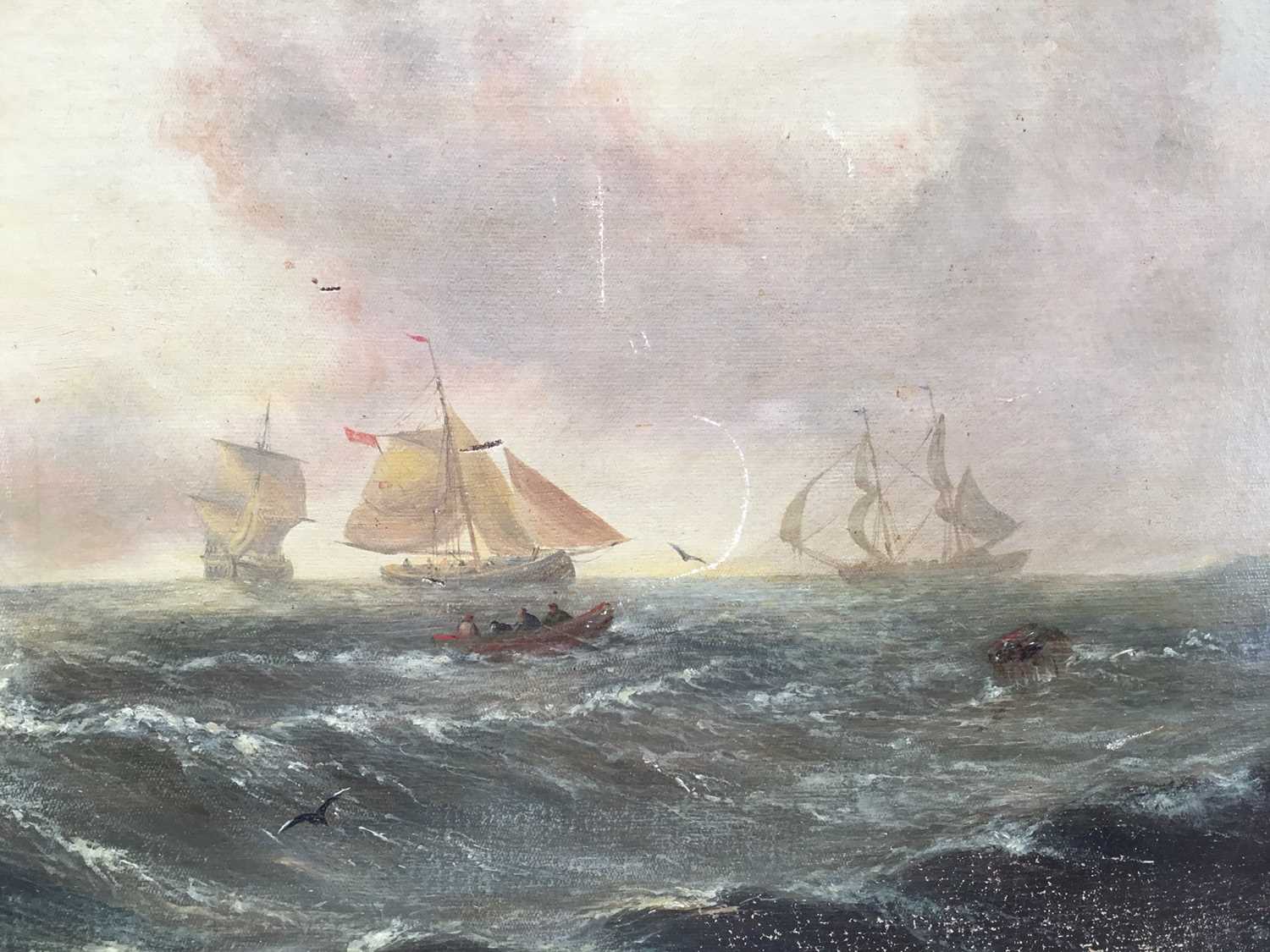 After William Calcott Knell (1830-1880), oil on canvas Dutch fishing vessels - Image 6 of 9