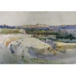 Robert Charles Goff (1837-1922) watercolour - 'From Greek theatre, Syracuse' signed inscribed and da