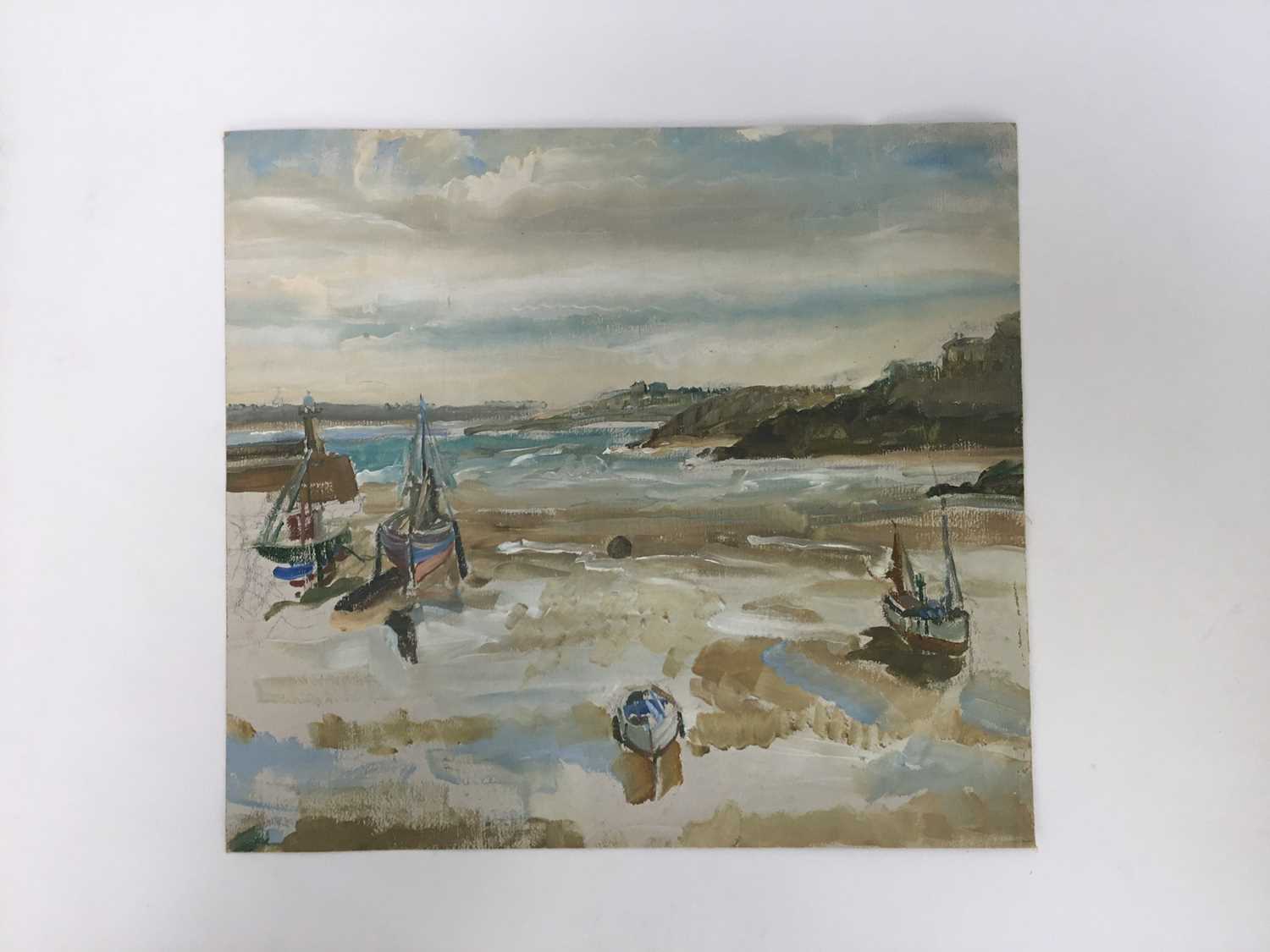 Amy Watt (1900-1956) oil on canvas sketch, St Ives harbour, 26 x 28cm - Image 3 of 3