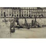 Stanley Anderson (1884-1966) etching 1928 - Les Arcades Dieppe, edition of 80 proofs,signed titled a