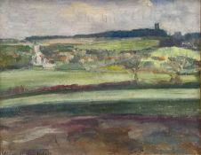 Mary Millar Watt (1924-2023) oil on board - Salthouse, signed, 18 x 23cm, framed