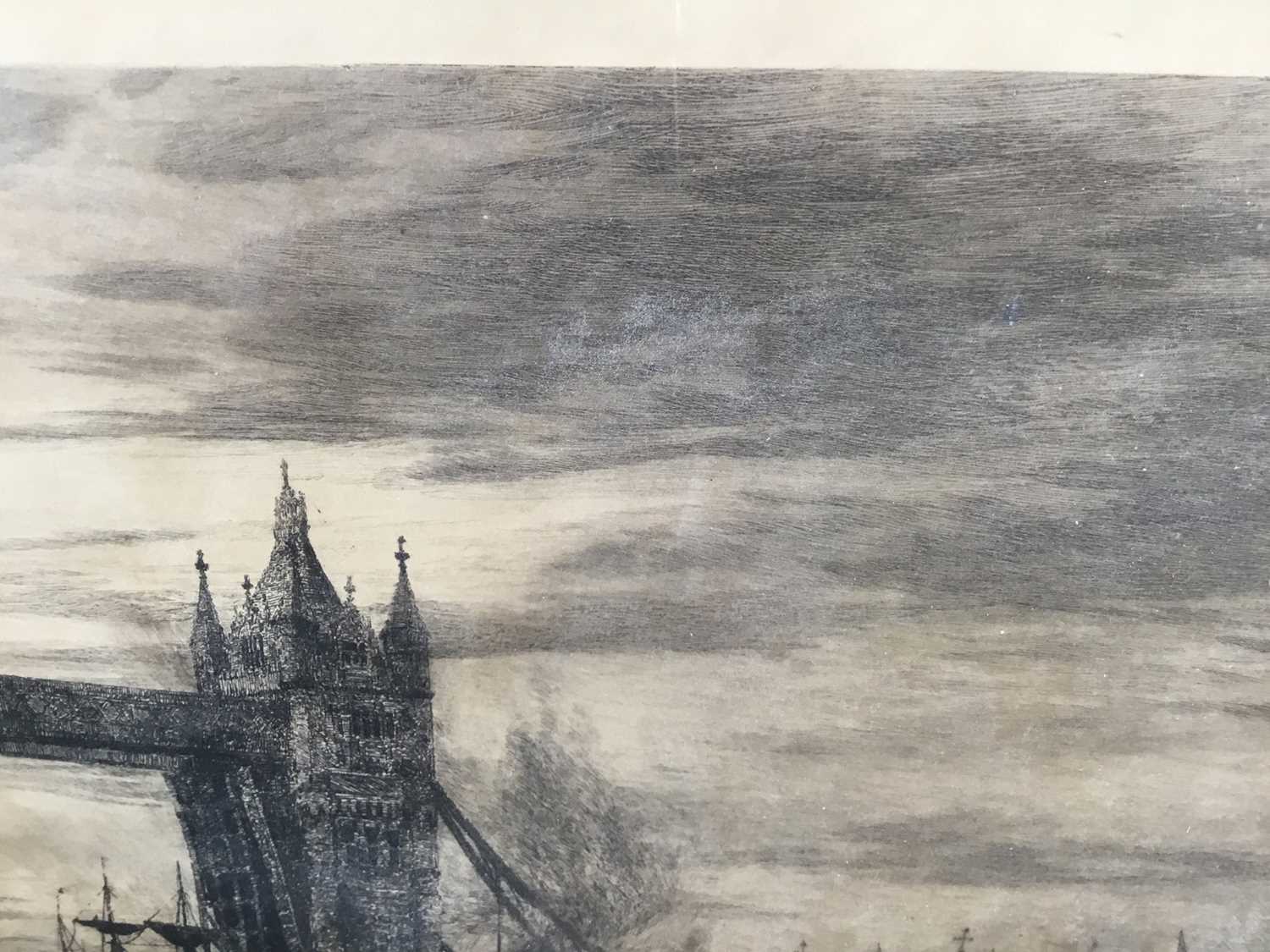 William Wyllie (1851-1931) etching - Tower Bridge, signed - Image 5 of 7