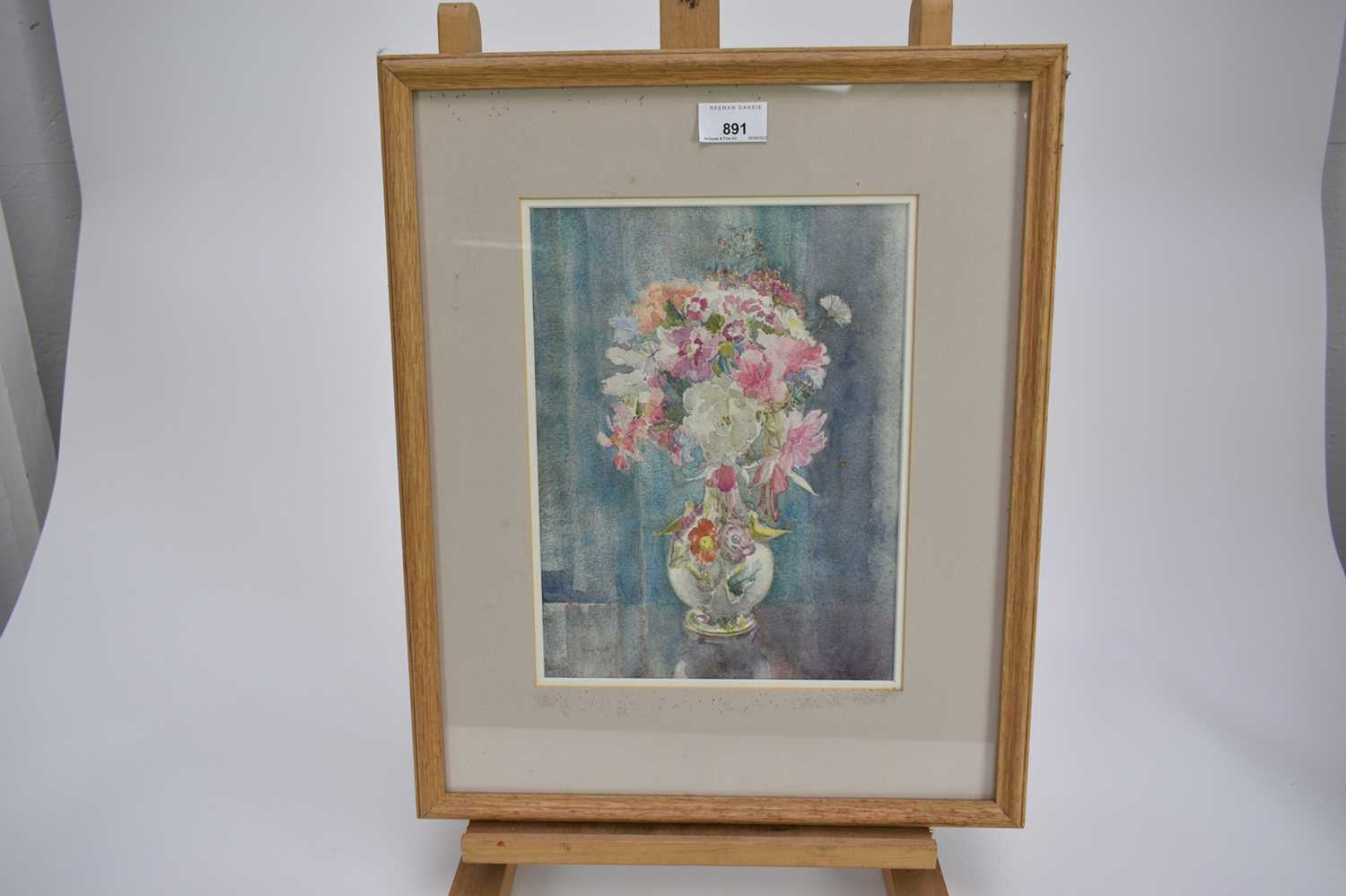 Amy Watt (1900-1956) watercolour, Flowers in a white vase, signed, 28 x 22cm, glazed frame - Image 4 of 6