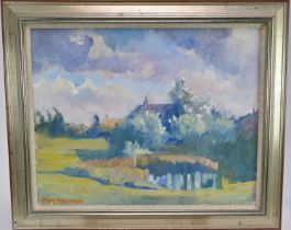 *Mary Millar Watt (1924-2023) oil on canvas, Landscape - Edgefield Green, Norfolk, signed, 39 x 52cm