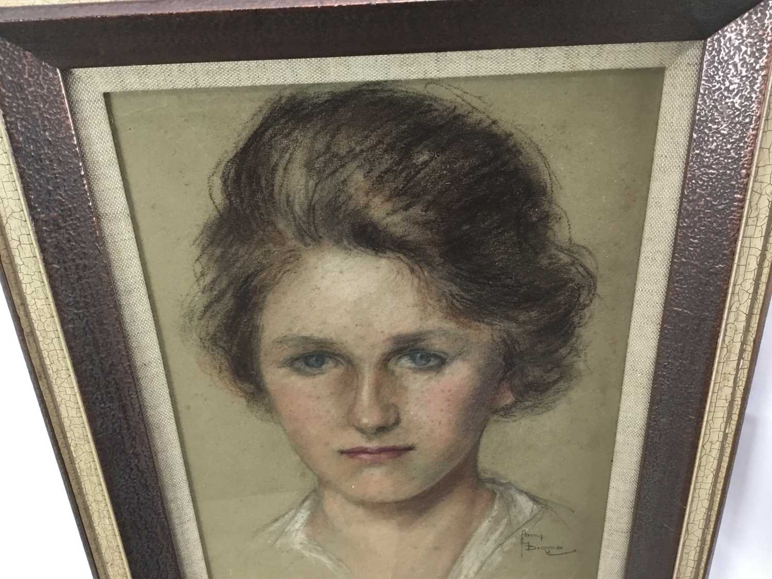 Amy Watt (1900-1956) pastel, head of a girl, portrait, signed, 32 x 23cm - Image 3 of 6