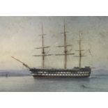 William Frederick Mitchell (1845-1914) watercolour - Three masted ship, signed and dated