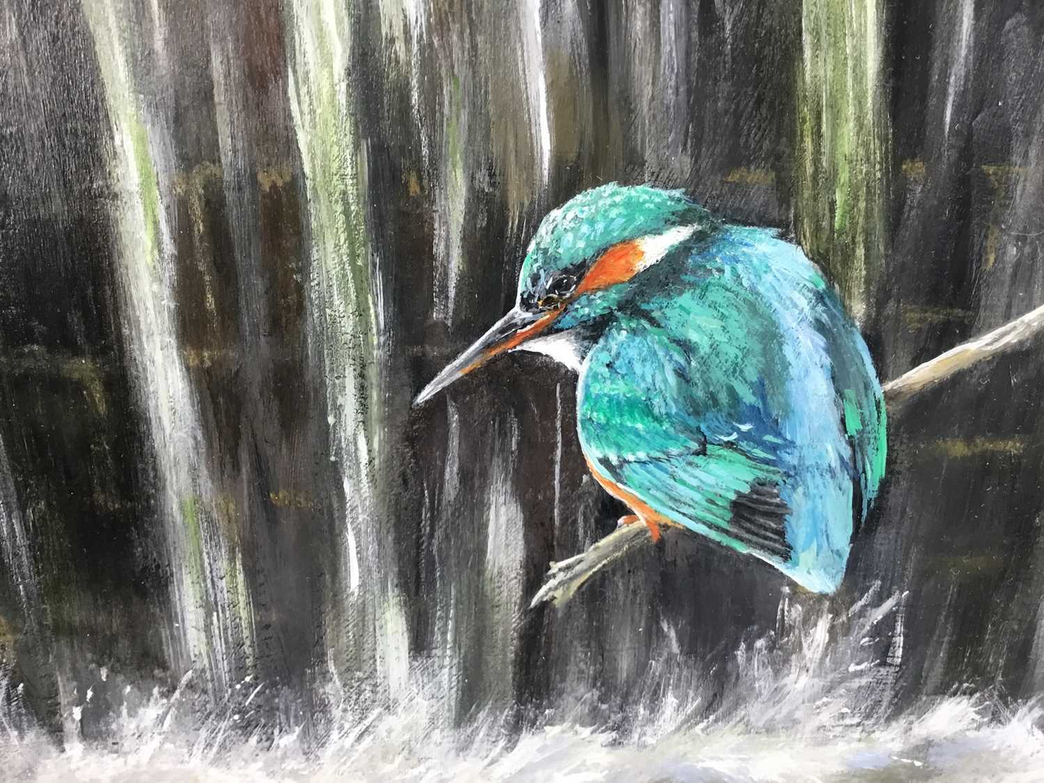 Mark Luckhurst (contemporary) acrylic - Kingfisher on the river Leigh - Image 4 of 5