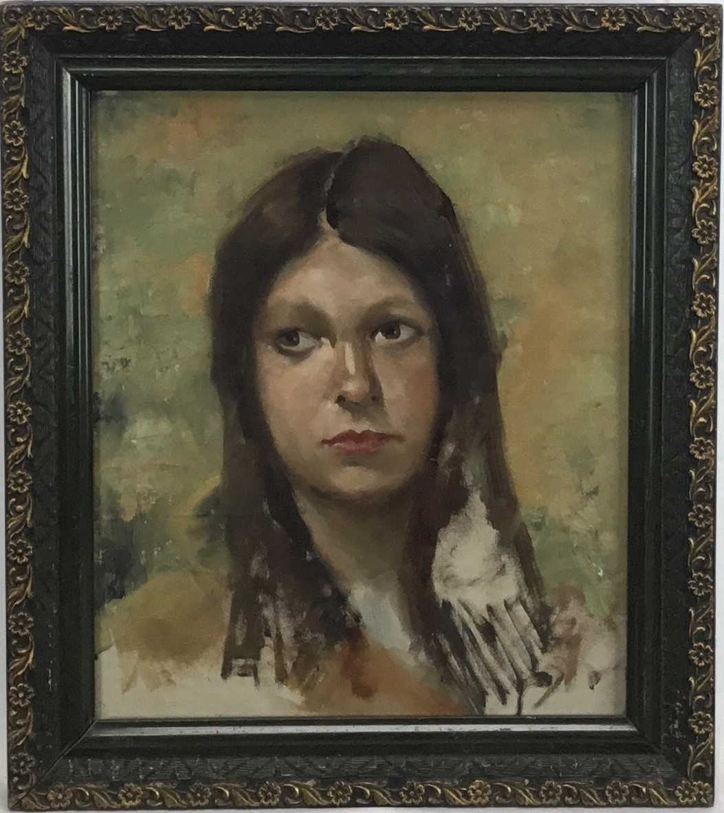 Manner of Seago, oil on canvas portrait of a young woman