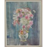 Amy Watt (1900-1956) watercolour, Flowers in a white vase, signed, 28 x 22cm, glazed frame