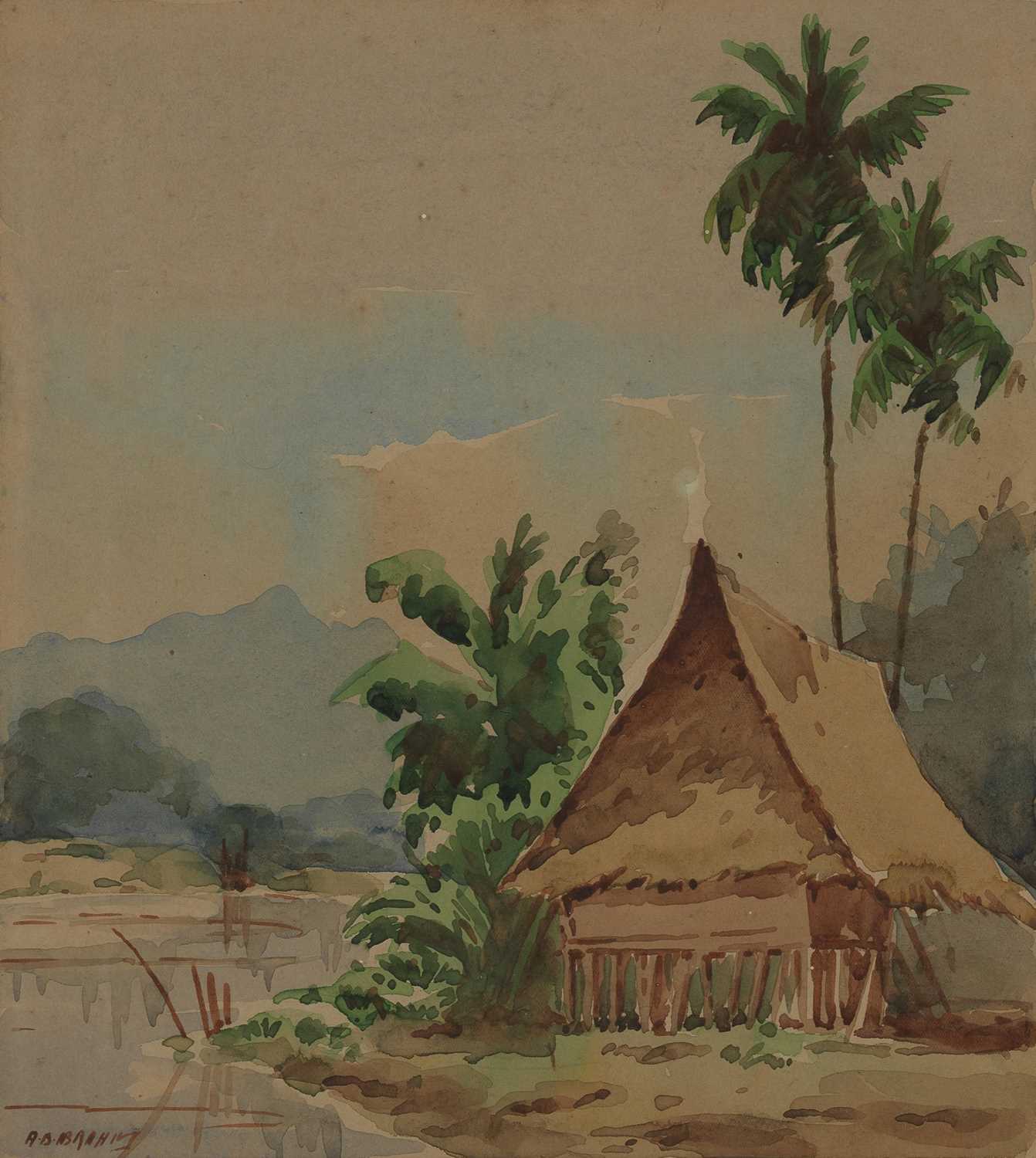 Abu Bakar Ibrahim (Malaysian, 1925-1977) - watercolour, set of seven Malaysian village scenes, five - Image 7 of 7