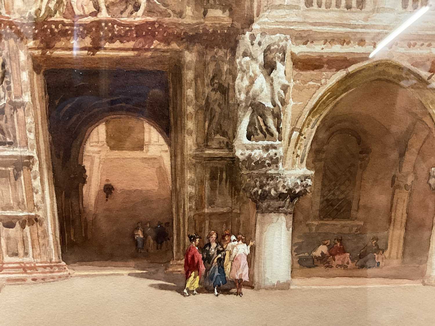 Emanuel Brugnoli (1859-1944) watercolour - Doges Palace, Venice - Image 2 of 5