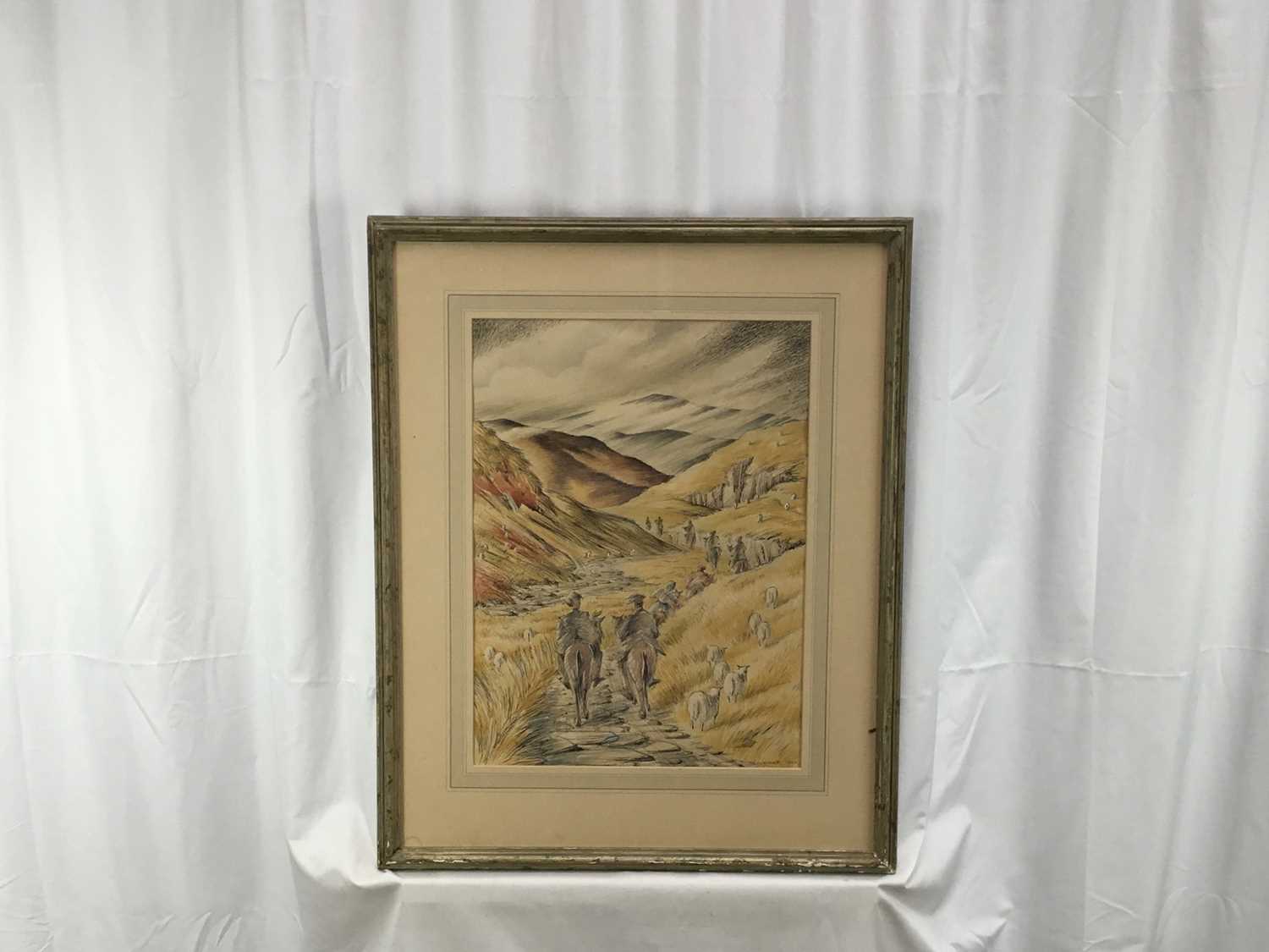 Mildred E Eldridge (1909-1991) watercolour - Valley scene - Image 2 of 16