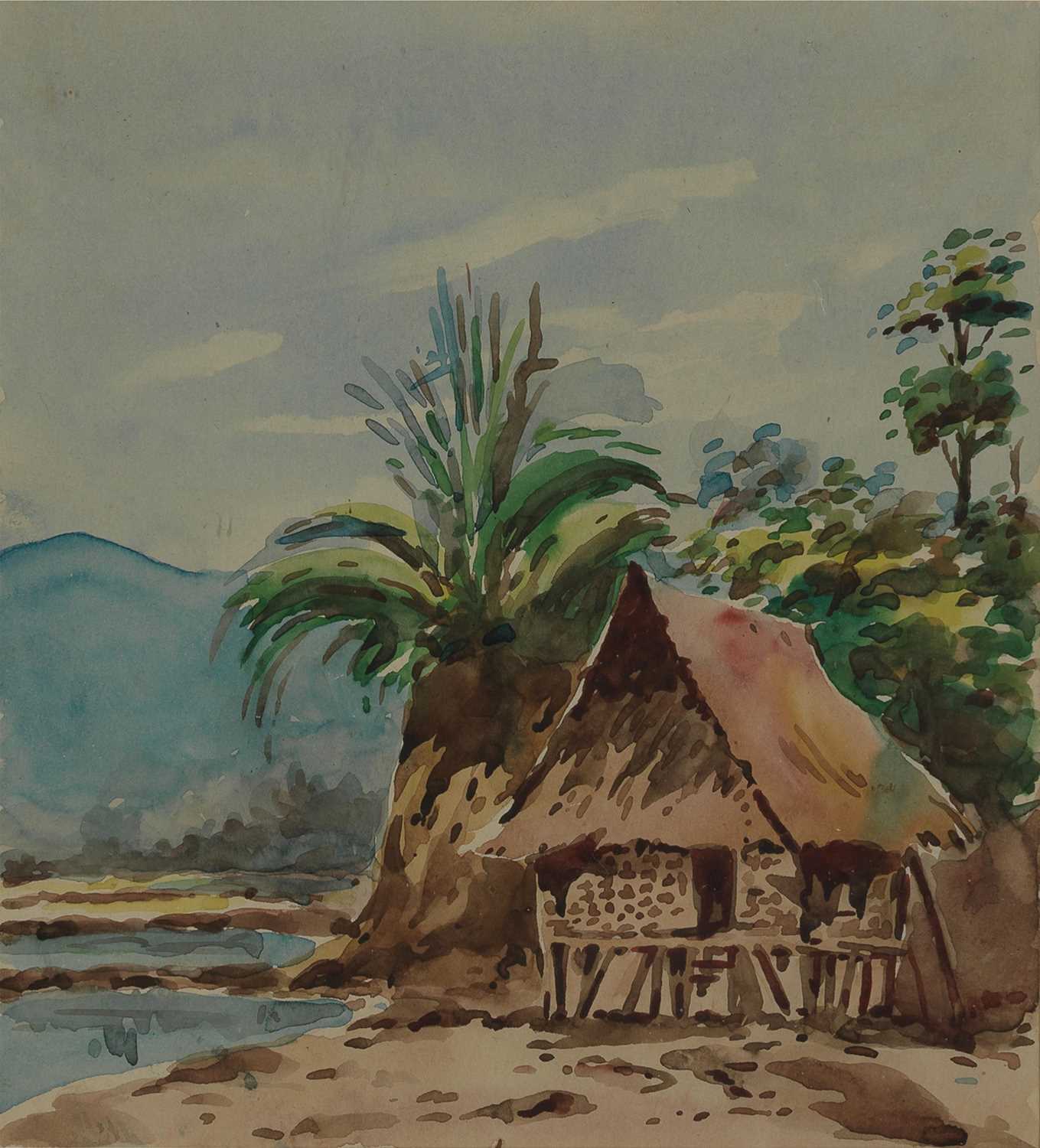 Abu Bakar Ibrahim (Malaysian, 1925-1977) - watercolour, set of seven Malaysian village scenes, five