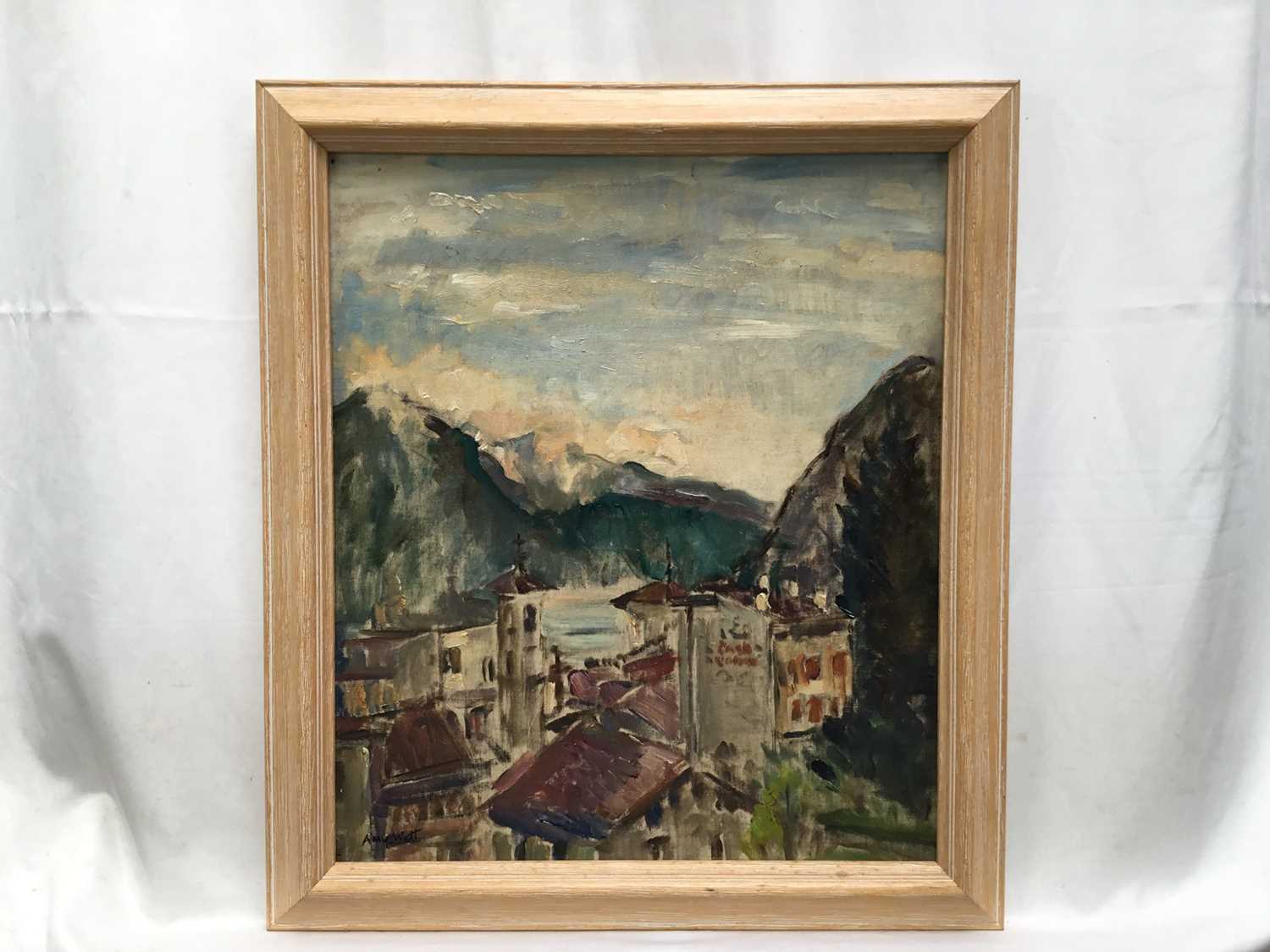 Amy Watt (1900-1956) oil on board - Lugano, signed, 35cm x 30cm, framed - Image 2 of 4