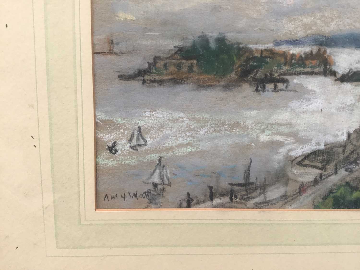 Amy Watt (1900-1956) pastel - Drake's Island, Plymouth, 15 x 22cm, glazed frame - Bild 3 aus 4