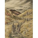 Mildred E Eldridge (1909-1991) watercolour - Valley scene