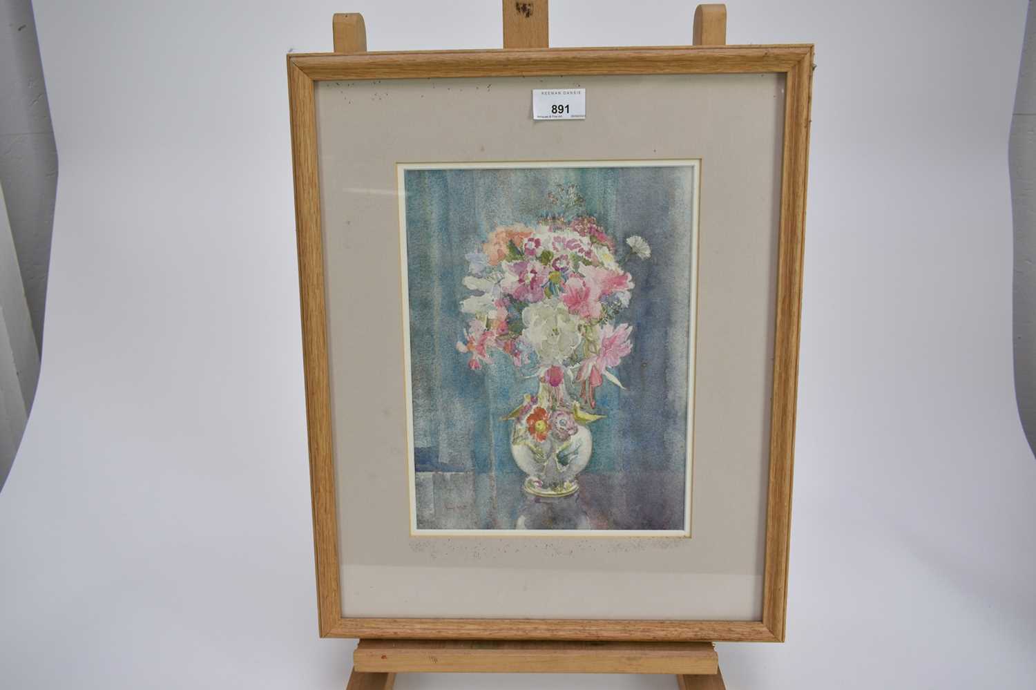 Amy Watt (1900-1956) watercolour, Flowers in a white vase, signed, 28 x 22cm, glazed frame - Image 3 of 6