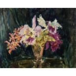 Amy Watt (1900-1956) oil on board - Flowers in a vase, 40 x 51cm, unframed